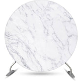Lofaris Grey And White Marble Simple Round Birthday Backdrop